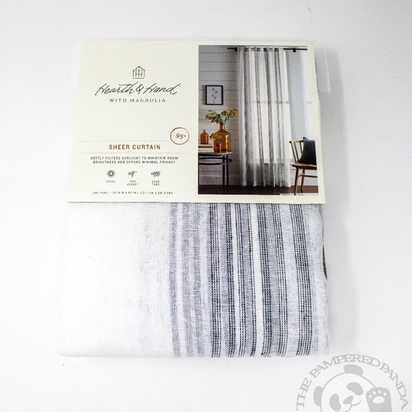 Hearth & Hand Other - Hearth & Hand w Magnolia Sheer Gray Stripe Single Curtain Panel 95" x 54" A117
